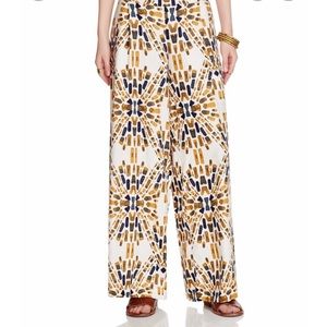 Free People / NWT Ecru Combo Colorful Printed Wide Leg Comfy Pants Size Medium
